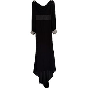 Sophisticated Black High Low Cowl Neck Gown